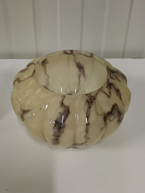 5x Art Deco Lampshades, Marbled Glass (1920s/1930s), Pendant lamps, Brown (photo 7 of 7)