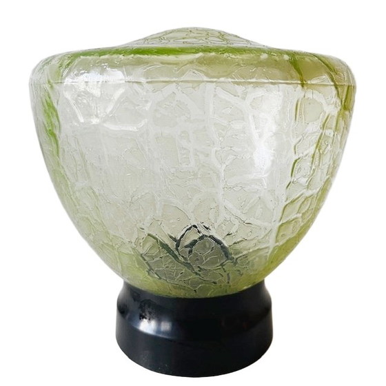 Image 1 of Antike Art-Deco-Deckenlampe, grüne Crackle-Glas-Deckenlampe, 1920er Jahre