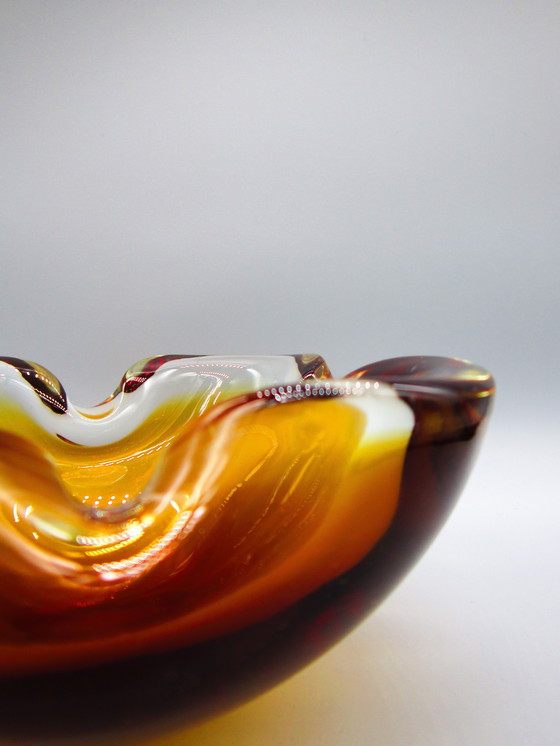 Image 1 of Vintage Murano-stijl Sommerso asbak – Amber/Bruin – Jaren '60