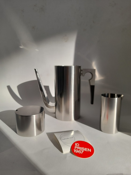 Image 1 of New Arne Jacobsen Coffee Maker, Creamer and Sugar Set for Stelton