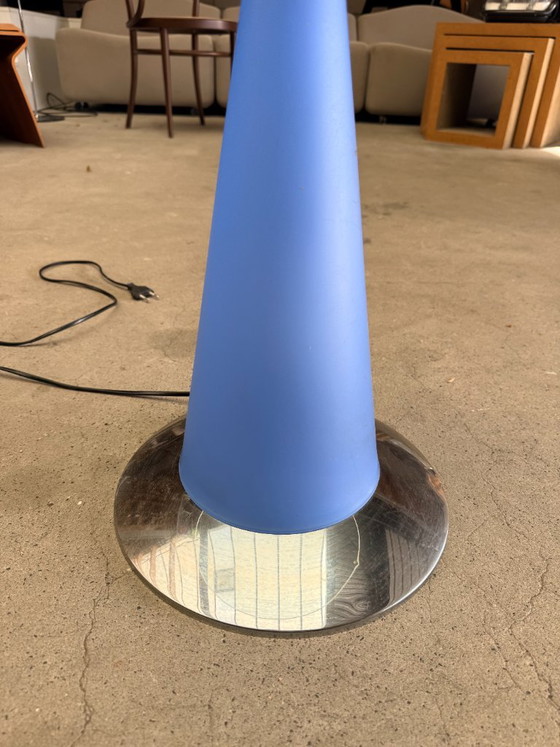 Tavolino/lampada Birillo, Parisotto for Fontana Arte, Tavolini, Cromo, Plastica, Blu, Modern (foto 4 di 12)