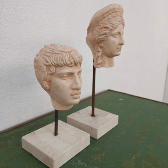 Image 1 of Portretkop, buste, beeld van Apollo en Juno. Gips SET PRIJS