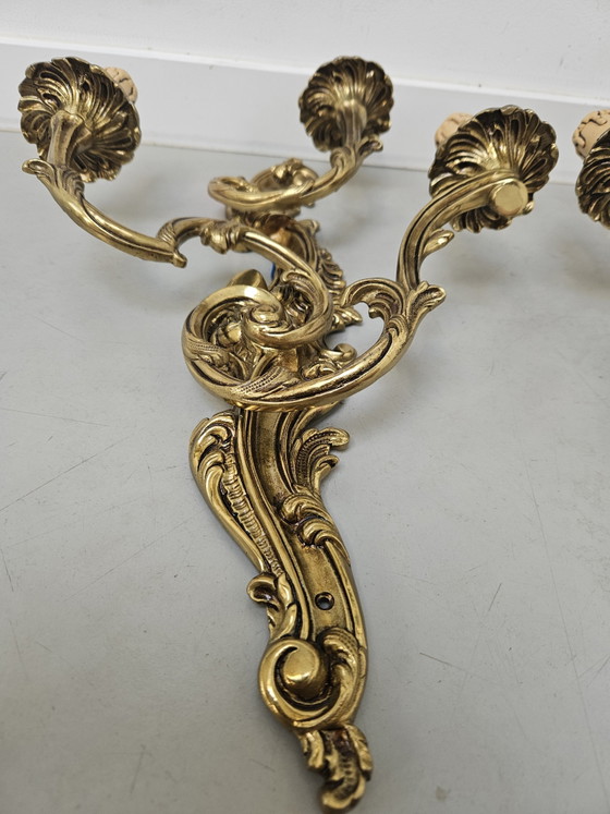 Coppia di esclusive lampade da parete in bronzo in stile Luigi XV, a 3 luci – Applique, Bronze (photo 3 of 14)