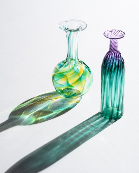 Image 1 of Curated Studio Art Glass Duo German Exhibition Pieces Signed by Artisans 80s-90s