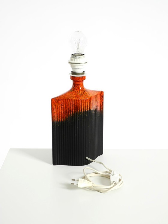 Image 1 of Unique 1960s ceramic table lamp in red and black by Kaiser Leuchten
