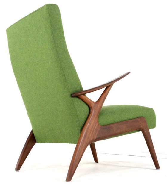 Image 1 of Vintage fauteuil stoel groen gestoffeerd 