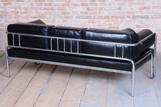 Divano Bauhaus restaurato, acciaio cromato, pelle di alta qualità, ceco, anni '30 – Divani, Leather, Metal (photo 11 of 13)