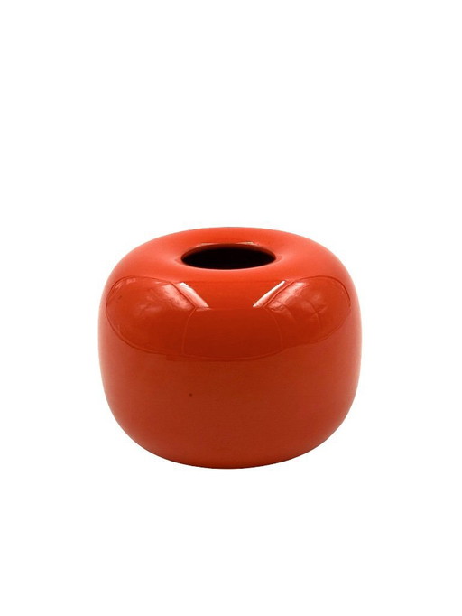 Petit vase en céramique orange de l'ère spatiale, Sicart Italie vers 1970