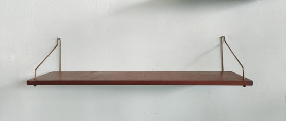 Set van 3 Vintage Teak Wandplankjes met Messing Beugels – Jaren '60 Mid-Century Deens Design – Wandrek, Wood (photo 33 of 52)