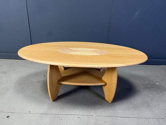 Image 1 of Beech wood coffee table, oval, 1980s