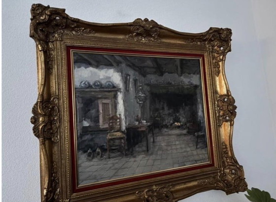 Image 1 of Theodorus Van Oorschot Oil on Canvas, Interior Framed