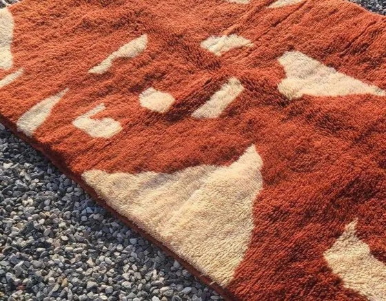 Alfombra marroquí Mrirt terracota y crudo 300x200 cm – patrón abstracto – Lana, Algodón (photo 5 of 8)
