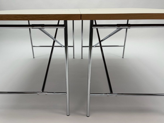 2X Faust Linoleum Scrivanie - NUOVO, Legno, Cromo, Crema (foto 4 di 6)