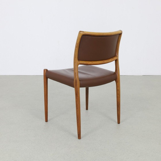 Image 1 of Set of 6 vintage model 80 leather dining chairs by Niels Møller for J.L. Møllers Møbelfabrik, 1960