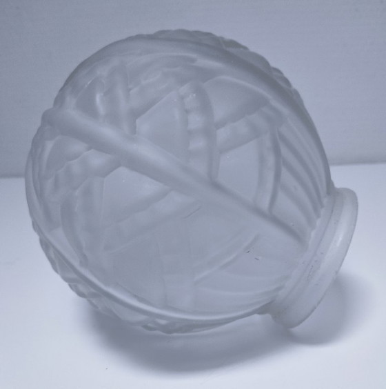 Image 1 of suspension art déco globe verre monture métal chromé