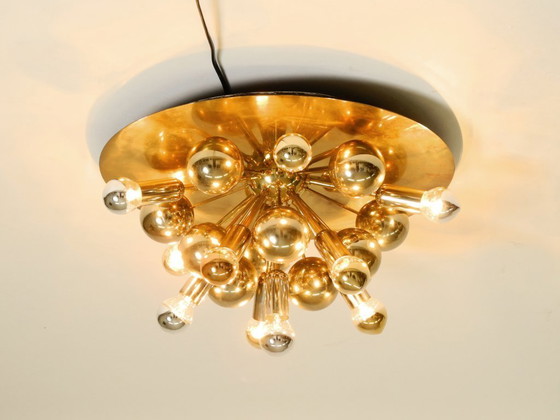 Image 1 of Original 1970s large Cosack Sputnik Space Age ceiling lamp in brass color
