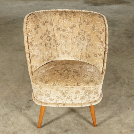 Image 1 of Fauteuils de cocktail vintage – velours beige – années 1960