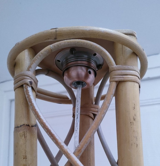 Image 1 of lampadaire bambou rotin vintage