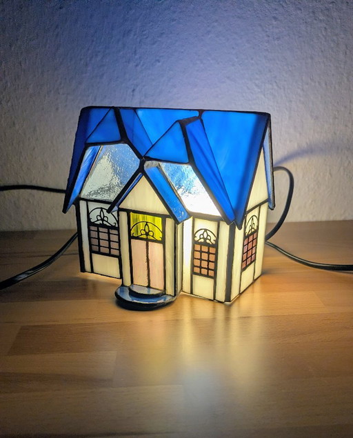 Vintage Tiffany-Stil Lampe Haus/Häuschen- Honsel Type 53471- Sehr guter Zustand! – tafellampen, Glass