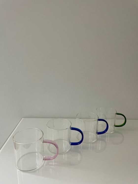 Image 1 of Moderne Designbecher aus Borosilikatglas, 4er-Set