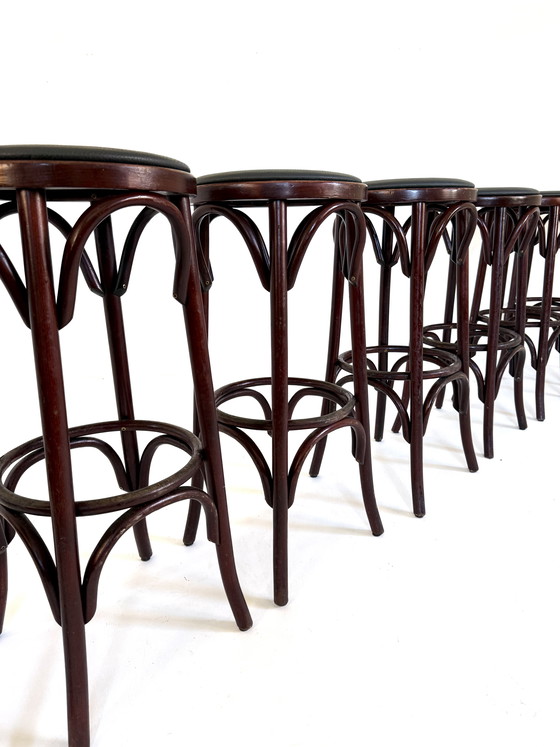 Image 1 of 2x vintage bentwood barkruk ‘80