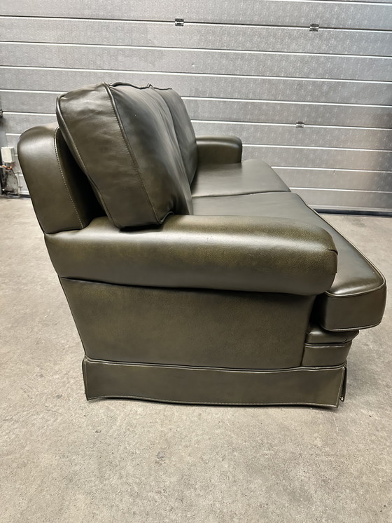 Image 1 of Sofá de 3 plazas de cuero verde musgo DEM Furniture Factory