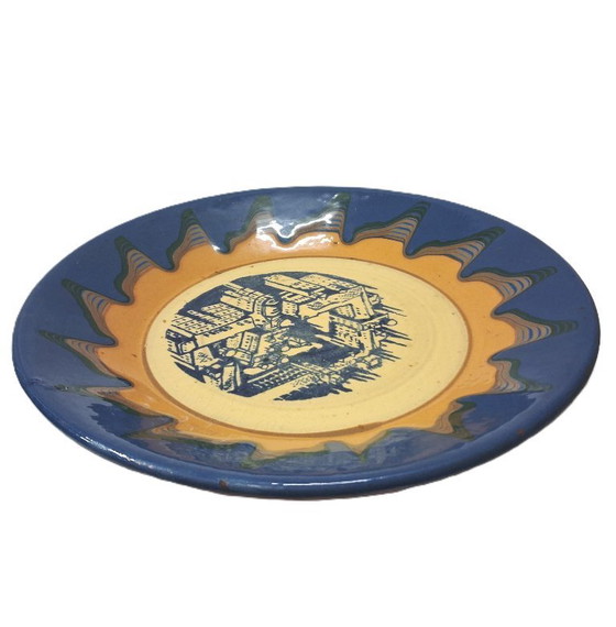 Image 1 of Grande piatto da parete in ceramica dipinto a mano, souvenir vintage della Città Vecchia di Gerusalemme