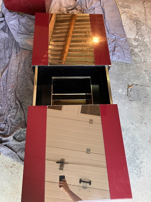 Mesa de centro con barra oculta de Eric Maville – salontafels, Glass, Wood (photo 2 of 5)