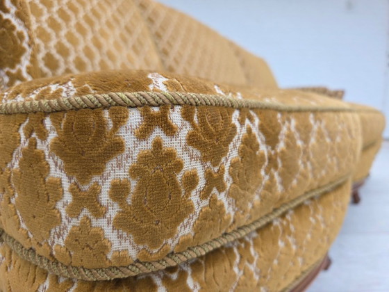 Image 1 of 1950s, Danish 3-seater sofa, furniture velour, carved ash wood.