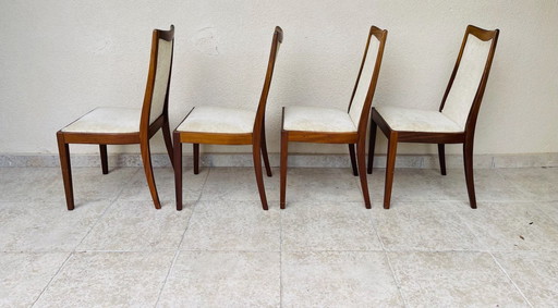 Set de 4 chaises de salle à manger vintage en teck et tissu par G-Plan, 1960