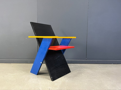 Poltrona postmoderna colorata, anni '80