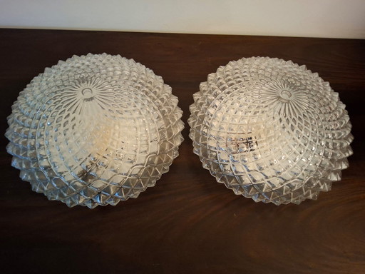 Vintage plafondlampen ananasreliëf jaren 60