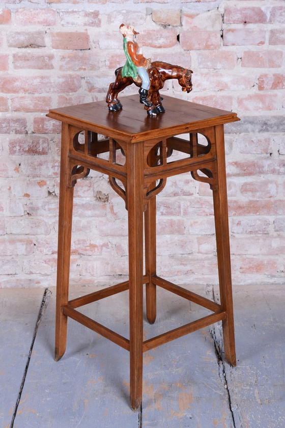 Restored Art Nouveau Pedestal, Walnut, Revived Polish, Czech, 1900s – Column, Wood (photo 3 of 14)