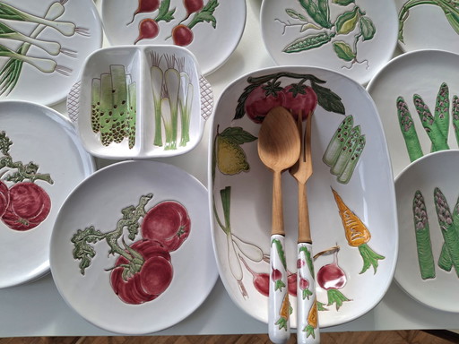 Vintage crockery vegetables. Hand painted in Italy