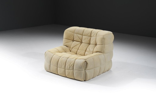 Kashima lounge chair in original leather by Michel Ducaroy - Ligne Roset 1980