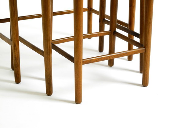 Image 1 of Originale set di 3 tavolini da nido in teak del Mid Century Modern con superfici in formica colorata