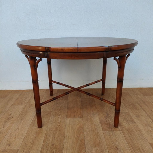 Vintage round faux bamboo dining table extendable dining table