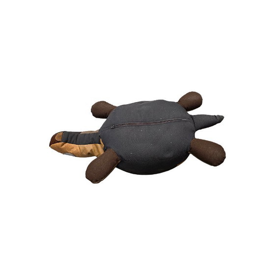 Image 1 of Vintage patchwork lederen schildpad poef, jaren 70