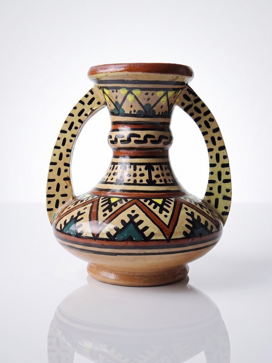 Image 1 of Small ceramic vase with handles from Safi, signed, Morocco, 1960s-1980s