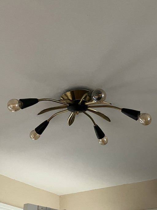Authentic vintage spider ceiling lamp with 5 lights