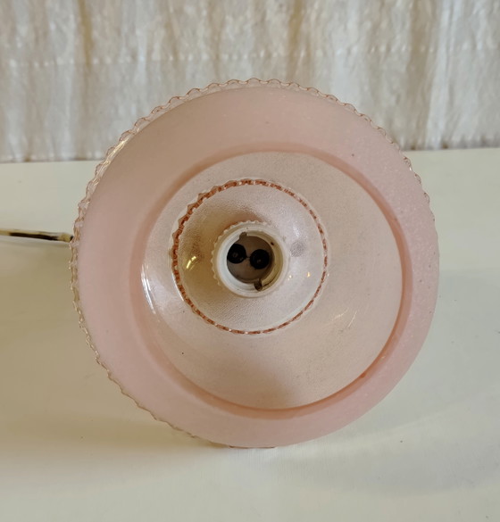 Lampadario Art Déco in porcellana e vetro rosa - Metà del XX secolo – Plafoniere, Glass (photo 8 of 8)