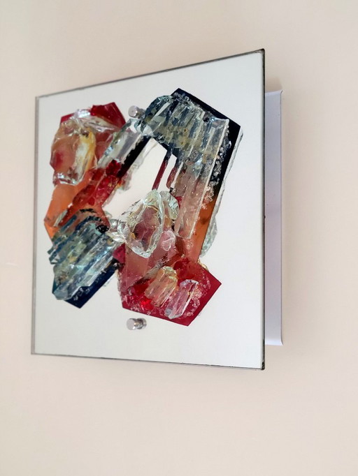 Vintage-Wandlampe im brutalistischen Stil aus zerbrochenem Glas, 1971