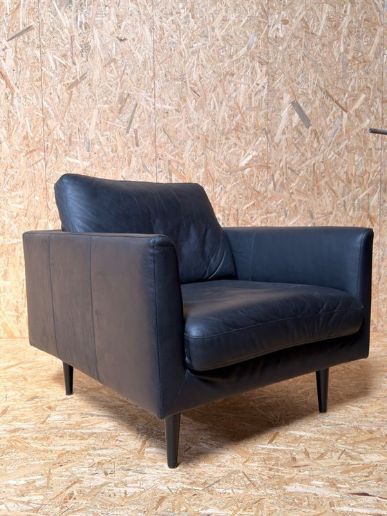 Image 1 of Canapé 2,5 places Lederland avec fauteuil en cuir noir