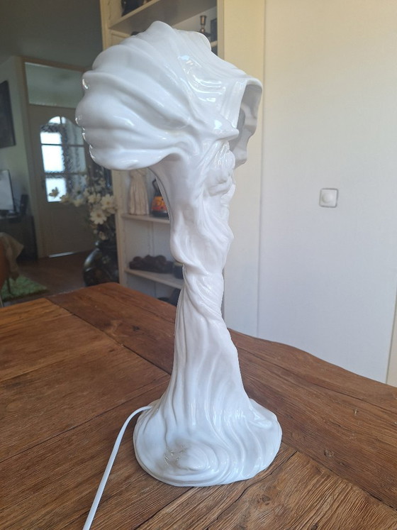 Lampe unique en céramique Italie, Blanc, Art Nouveau (photo 3 sur 10)