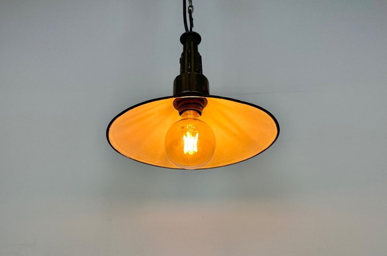 Image 1 of Industrial Green Enamel Military Pendant Lamp with Cast Aluminium Top, 1960s