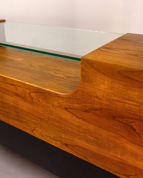 Image 1 of Bancone da negozio vintage con espositore in vetro in castagno, Spagna, circa 1970