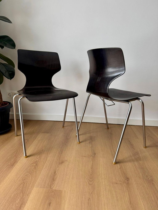 Silla apilable FLÖTTOTO Silla de comedor Pagwood MID Century