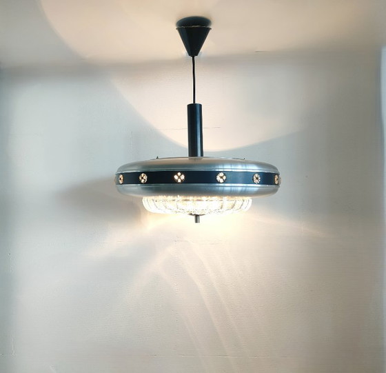 Vintage Mid-Century Space Age UFO Pendant Lamp/ Aluminum & Cut Glass (1960s/1970s) – Ceiling lights, Other (photo 2 of 27)