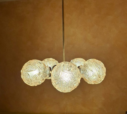 Lustre Sputnik Space Age (5 lumières) / Lustre cascade Mid-Century style Richard Essig