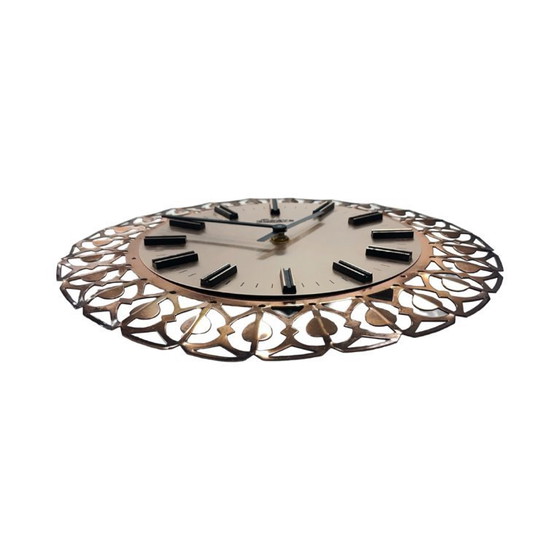 Image 1 of Richter wall clock, brass, openwork, West Germany, 1960s.
